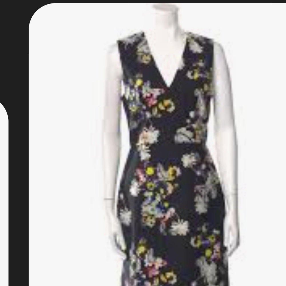 ERDEM Black Floral Midi Dress - Picture 3 of 7